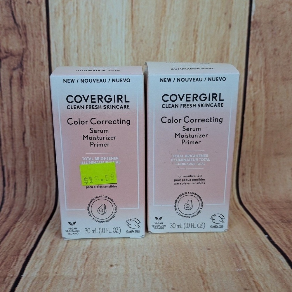 2 PK Covergirl Clean Fresh Color Correcting Serum Moisturizer Primer Brightener
